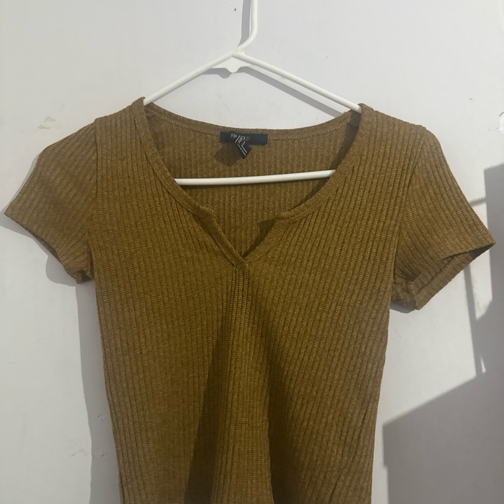 Forever 21 Goldan Ribbed Fitted T-Shirt